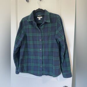 LL Bean Green and Blue Plaid Button-Up Shirt size small
